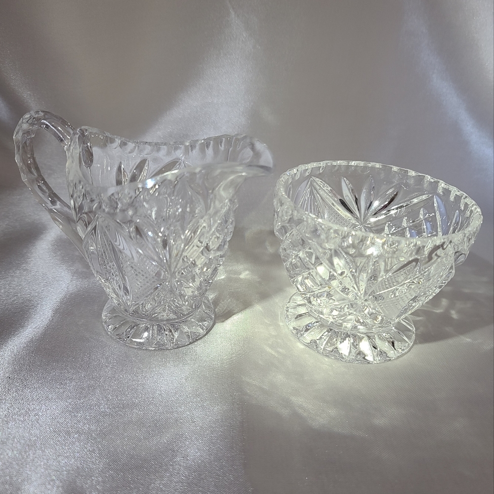 Vintage Cut Crystal Cream & Sugar Set